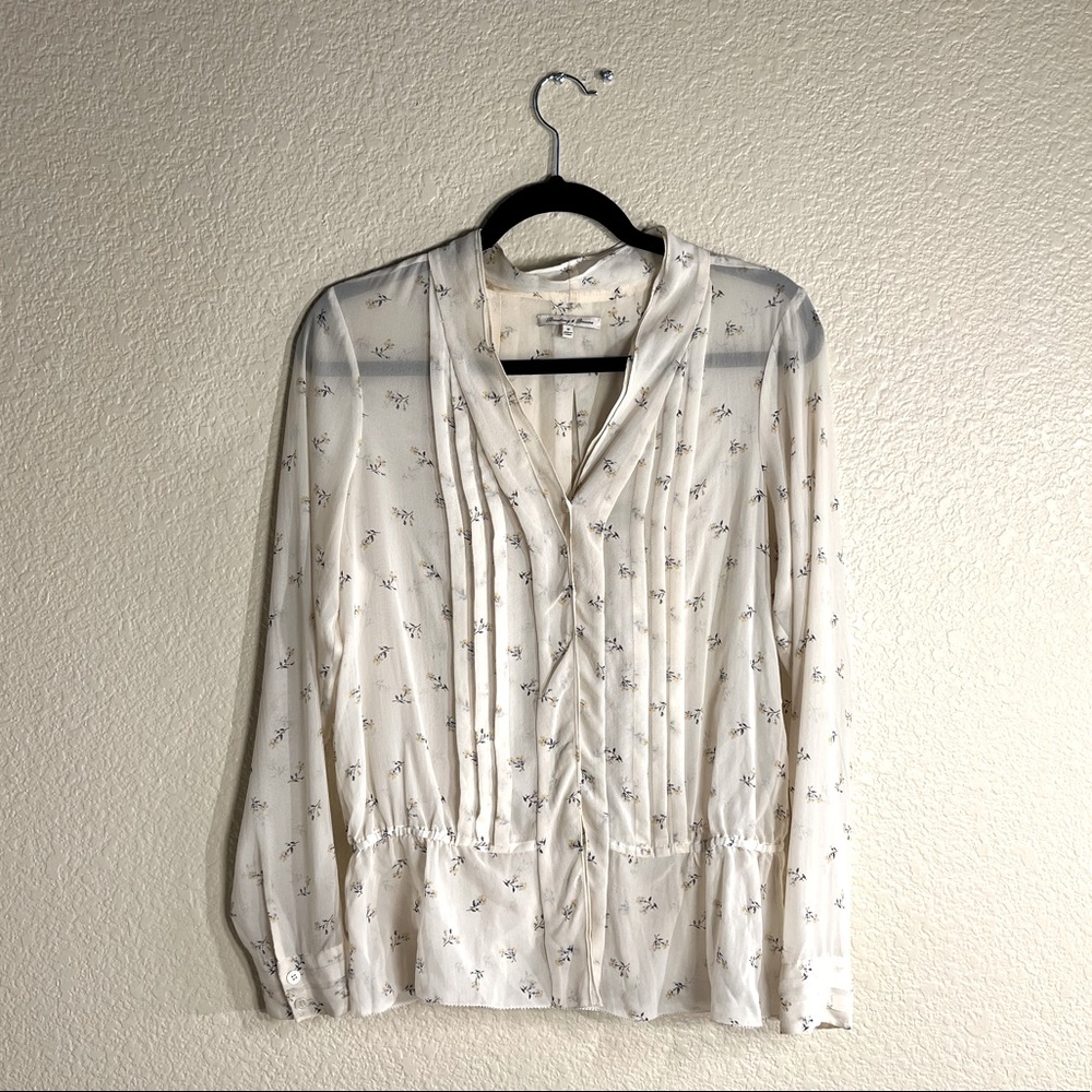 Floral print sheer button down top - Anthropologie by Broadway and Broome size:M